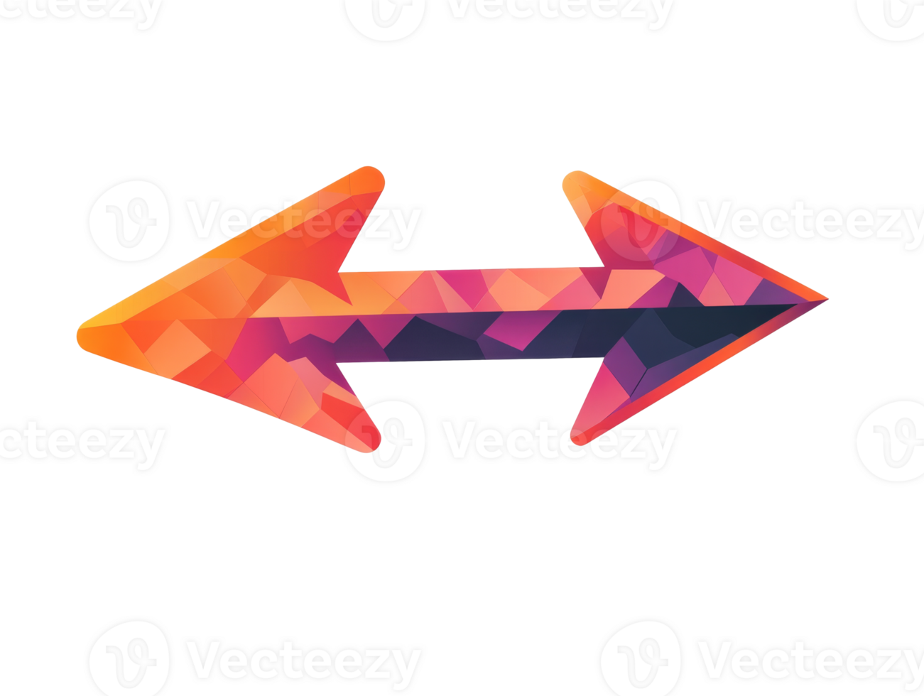 Vivid arrows facing opposite ways, cut out transparent png