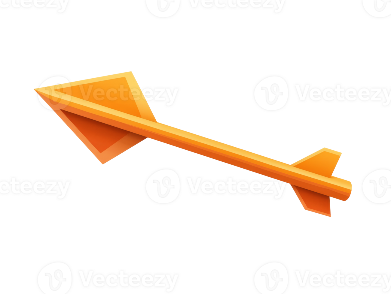 Bright orange arrow indicating direction in design, cut out transparent png