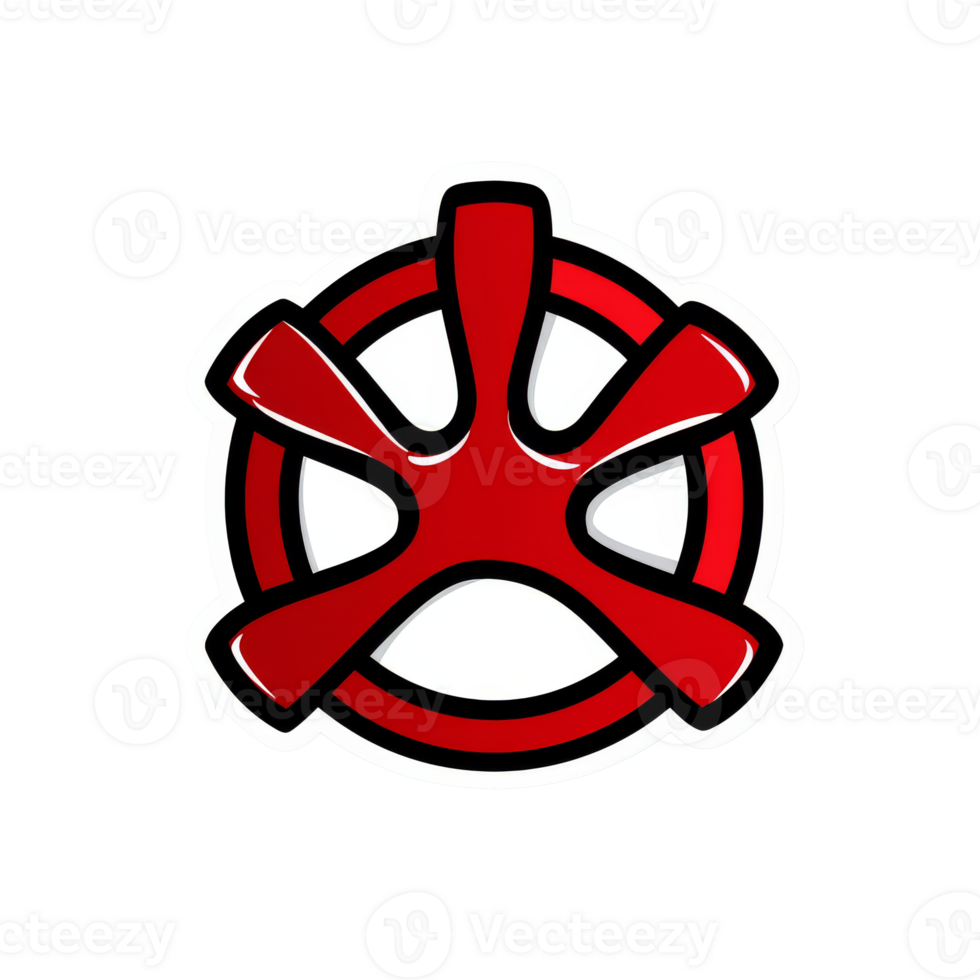 Red abstract symbol on a white background, cut out transparent png