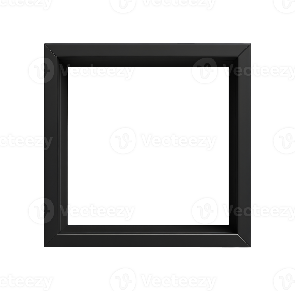 Black frame with empty interior design, cut out transparent png