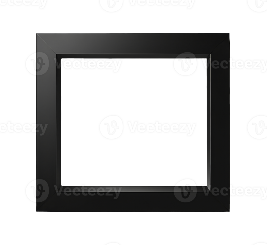 Black square frame with a blank center for artwork, cut out transparent png