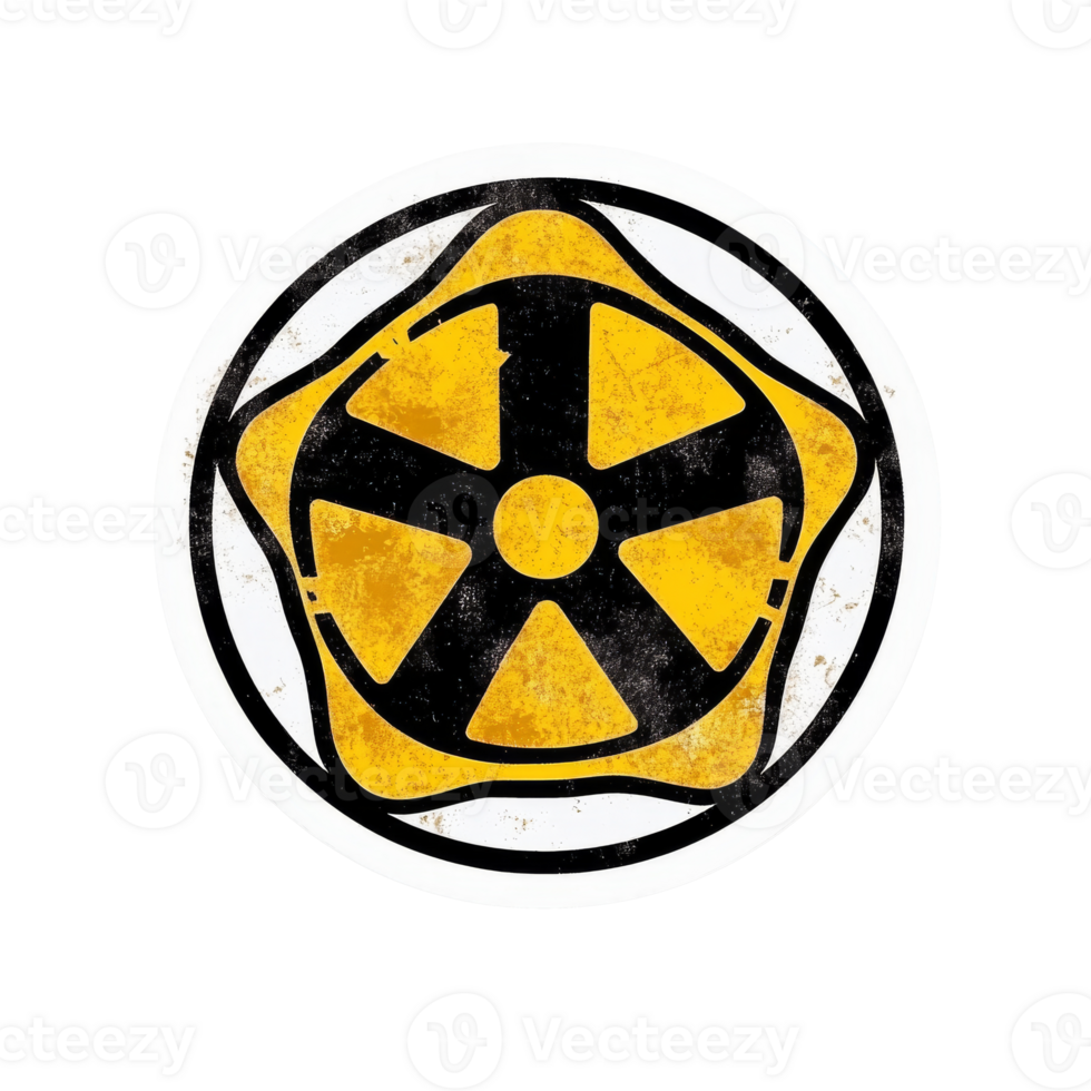 Iconic symbol featuring a yellow hazard emblem, cut out transparent png