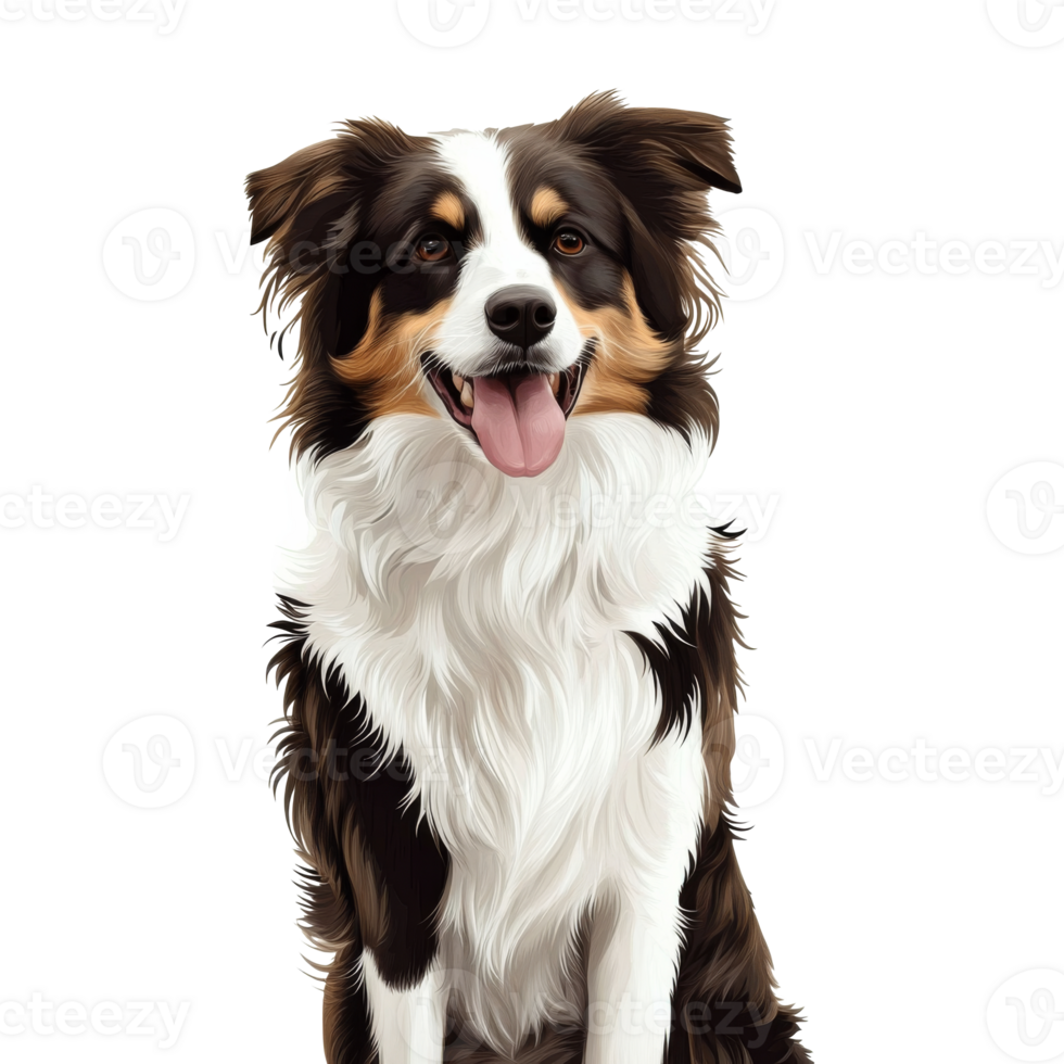Proud Aussie shepherd in studio light, cut out transparent png