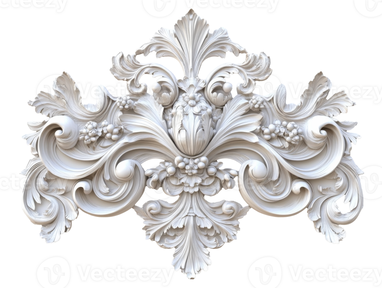 Intricate decorative plasterwork in elegant design, cut out transparent png