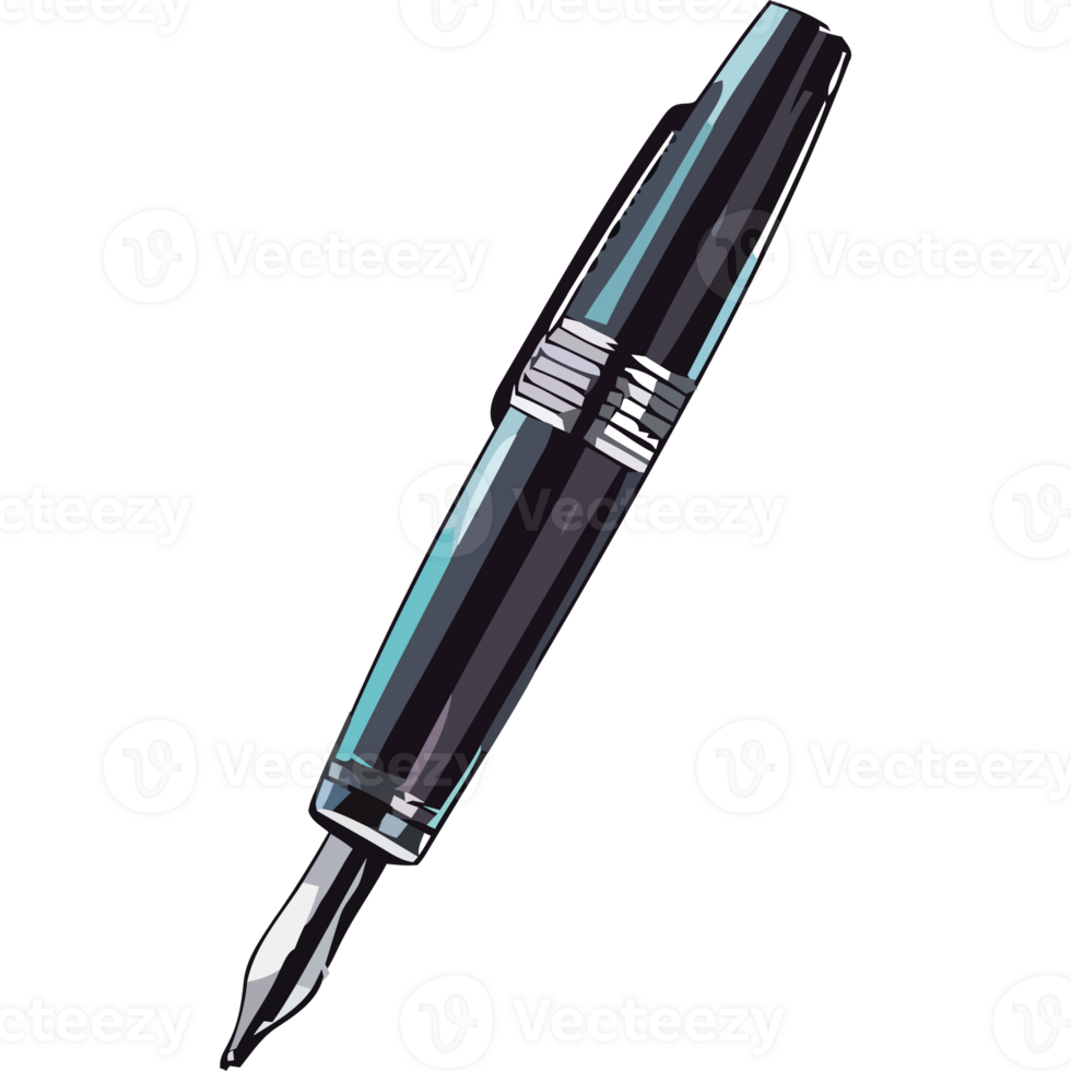 A pen and ink on a black background png