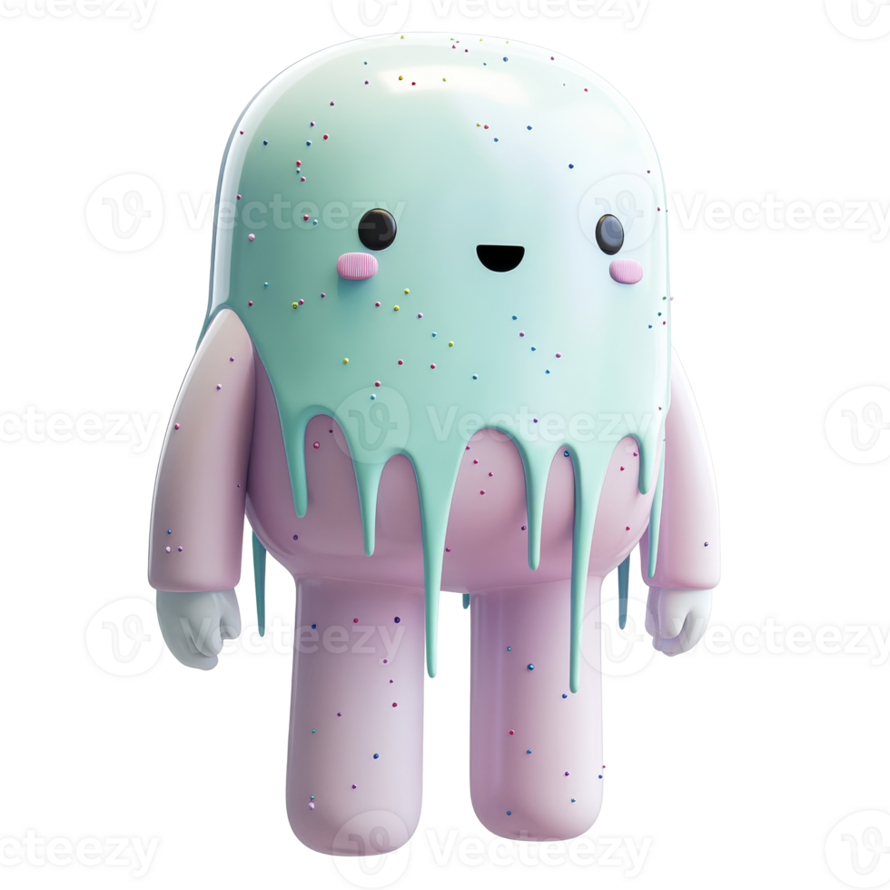 Colorful melting cartoon character, cut out transparent png