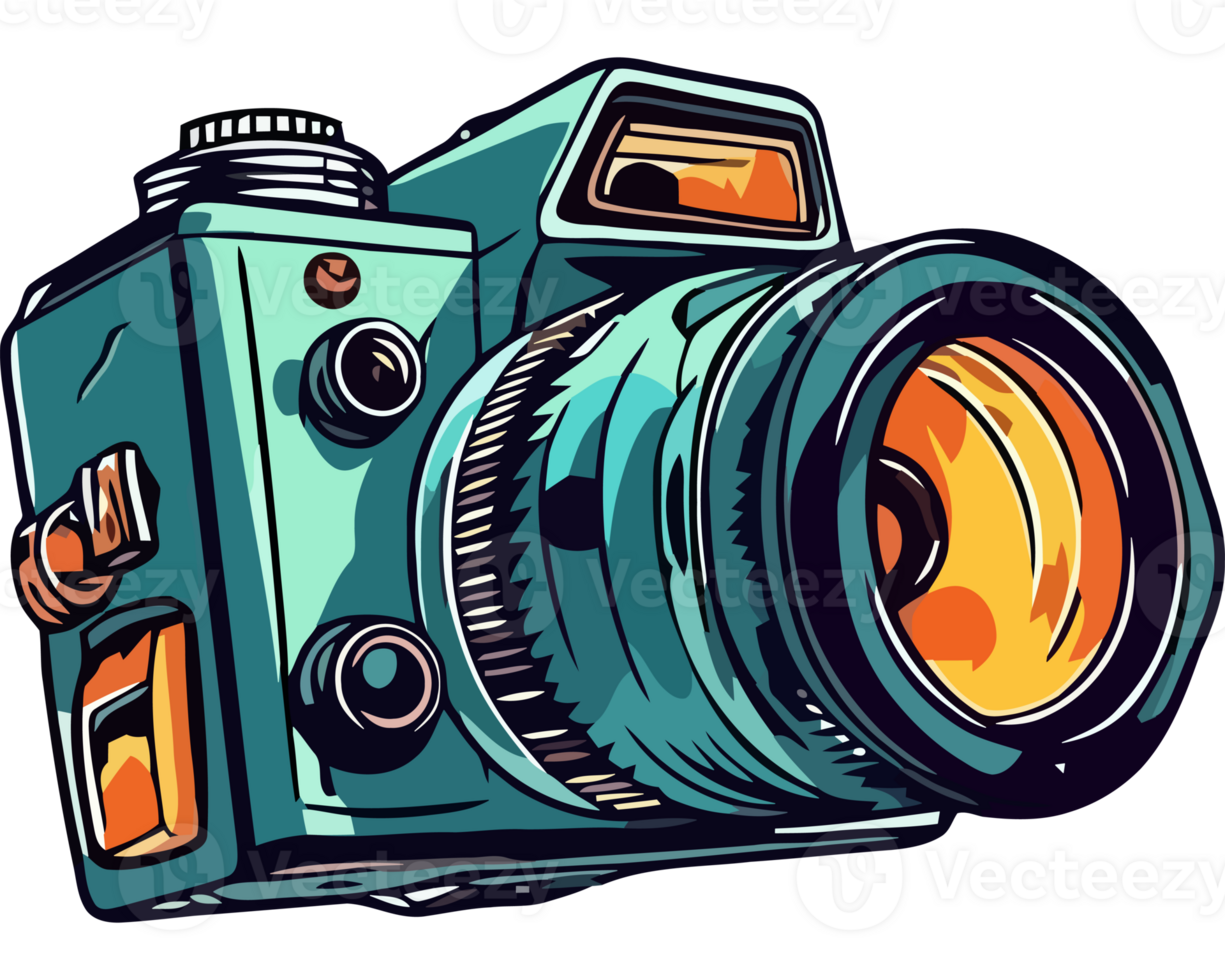 A cartoon camera on a black background png