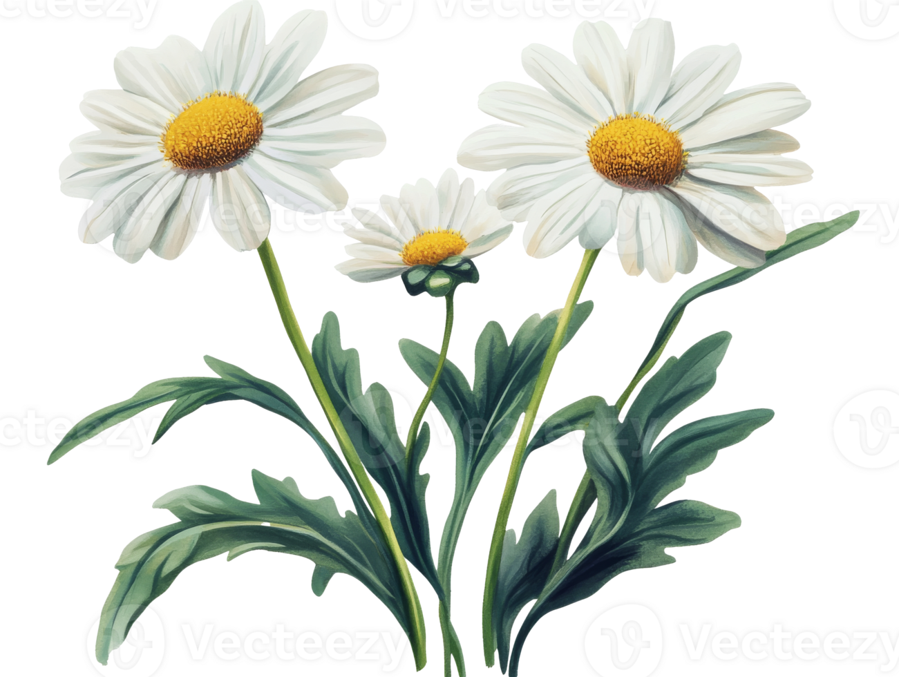 Daisies bloom in a sunny garden, cut out transparent png