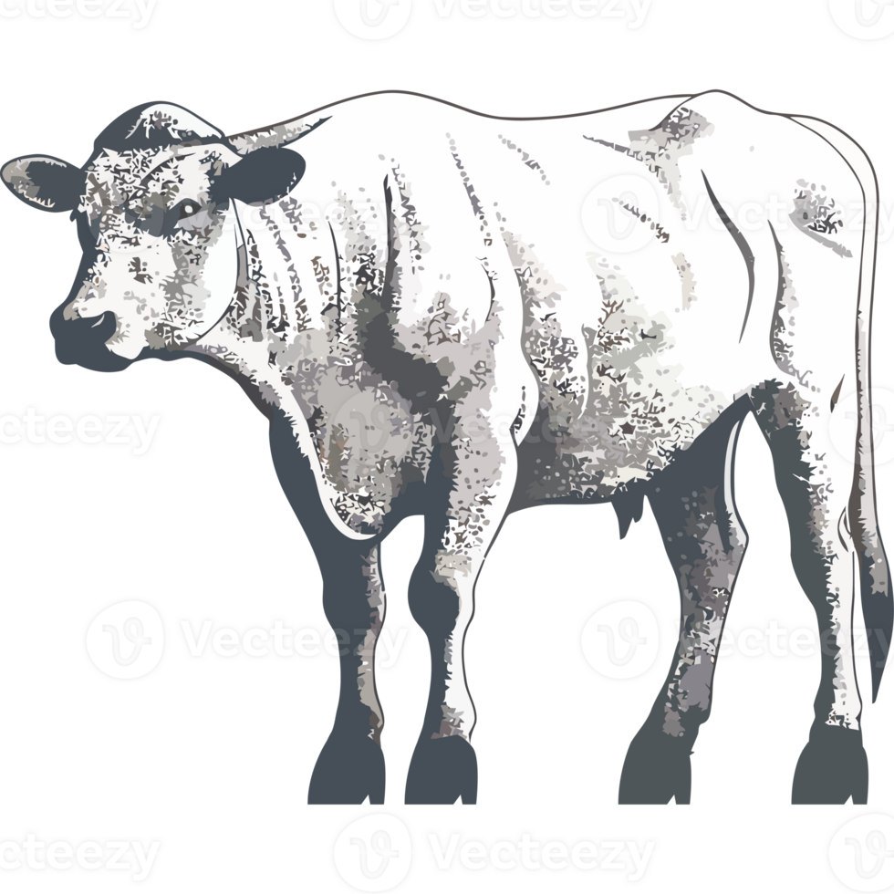 A white cow standing on a black background png