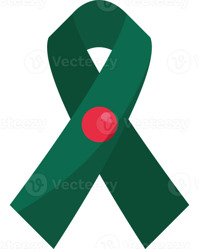 A green ribbon with a red dot on it png