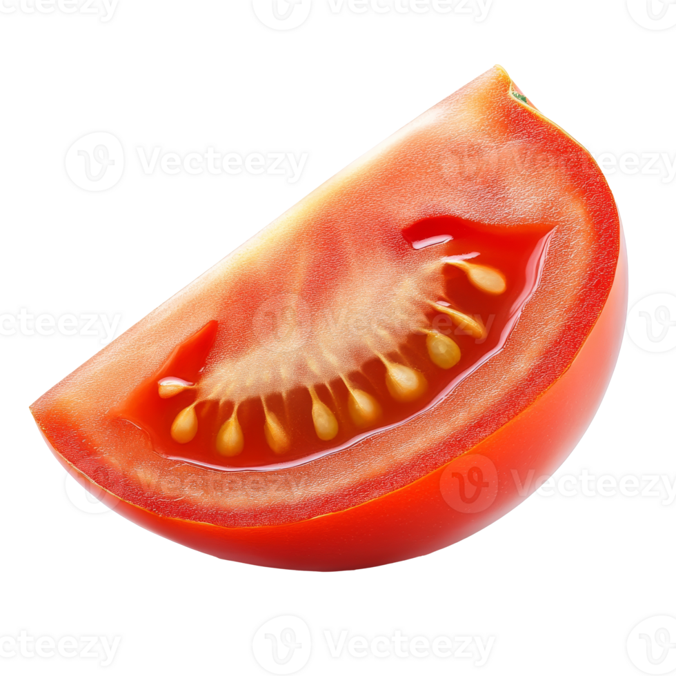 Fresh tomato slice on a white background, cut out transparent png