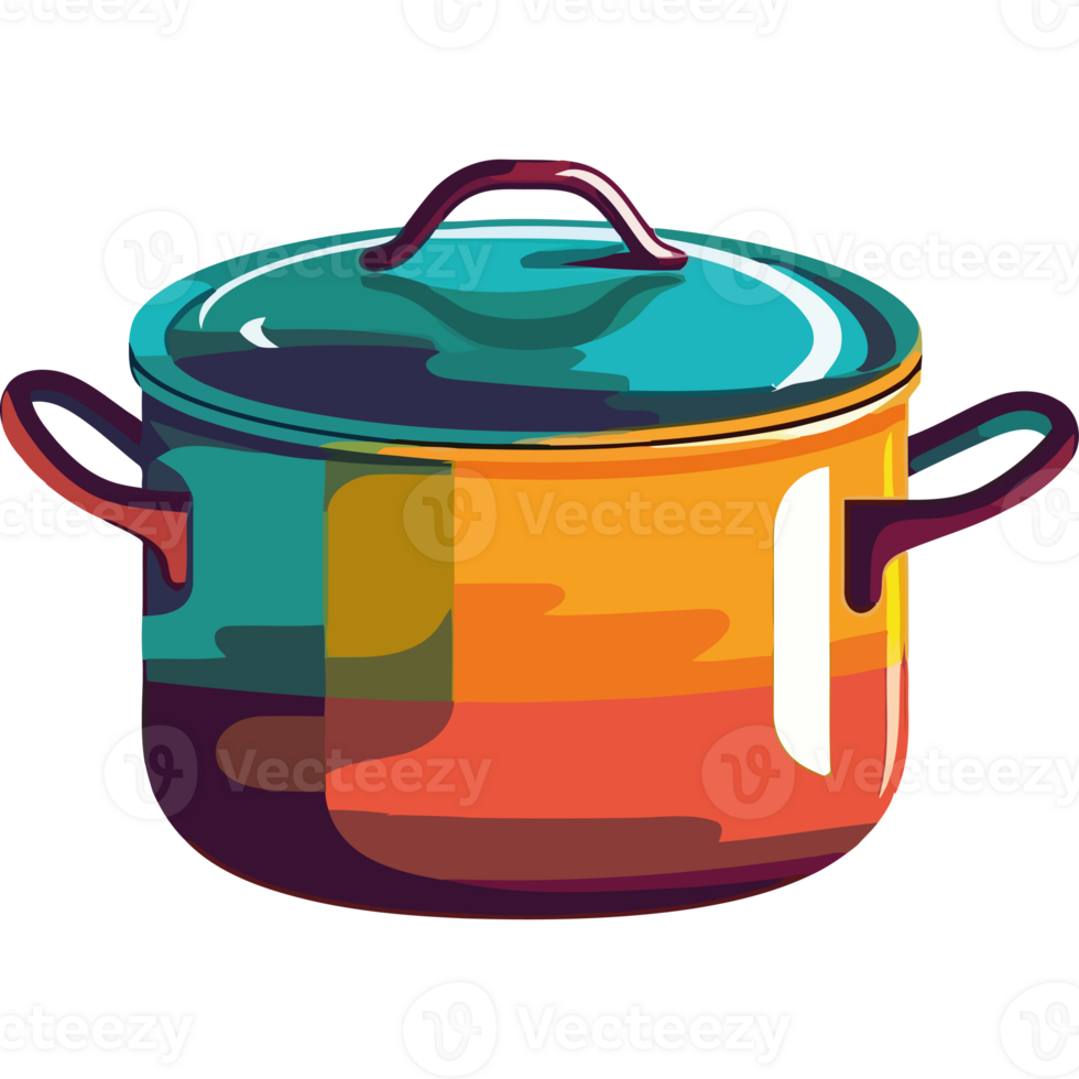 Colorful pot with lid on a black background png