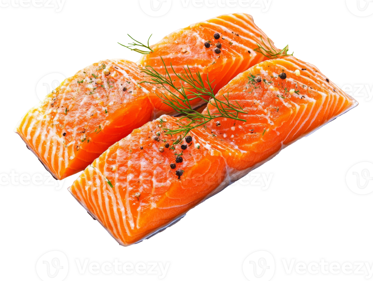 Fresh salmon fillets ready to cook, cut out transparent png