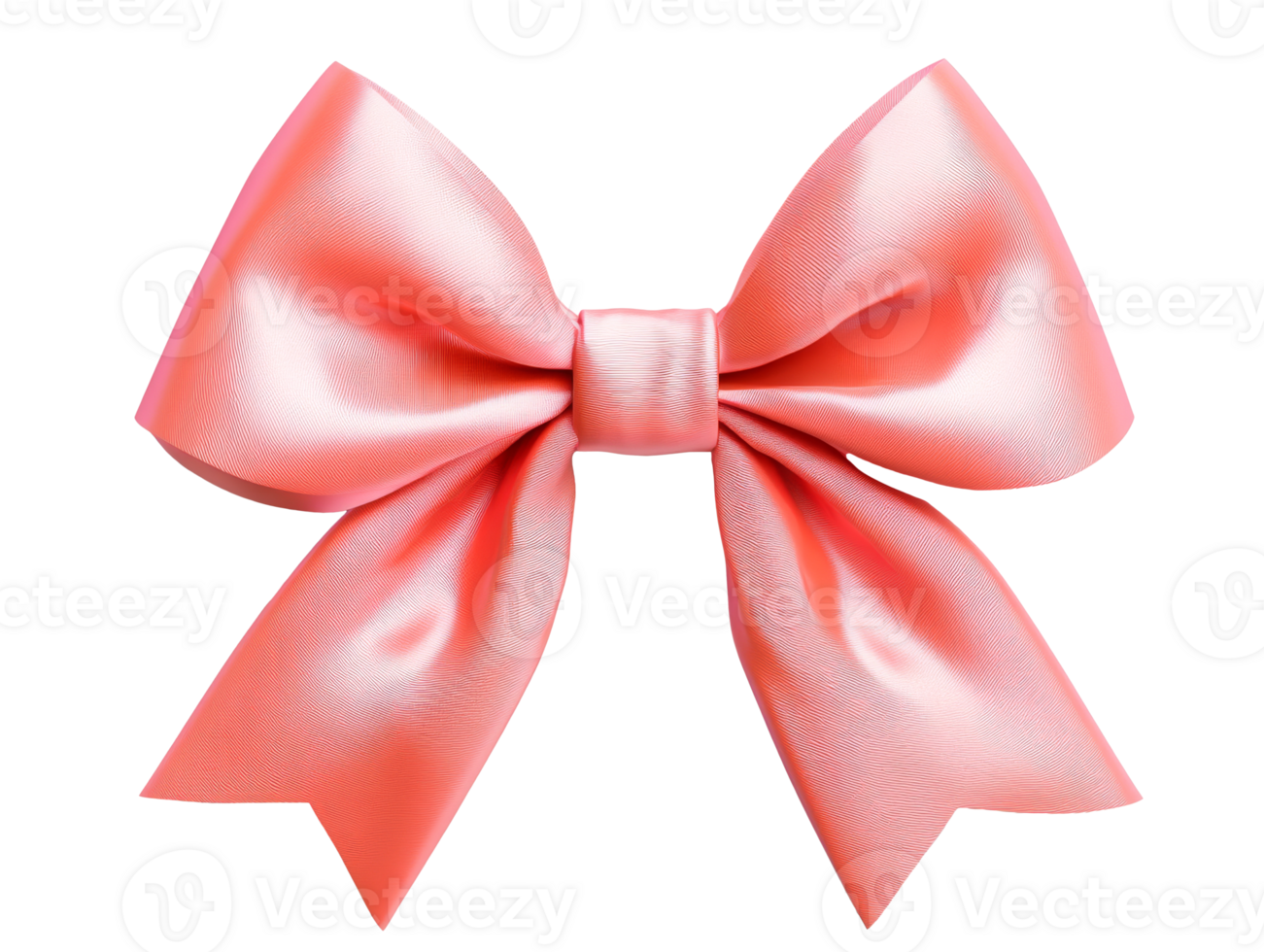 Delicate coral ribbon bow tied with care, cut out transparent png