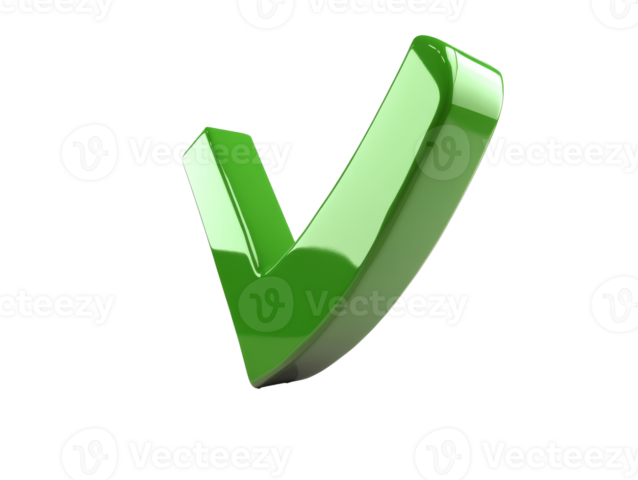 Green check mark on white background, cut out transparent png