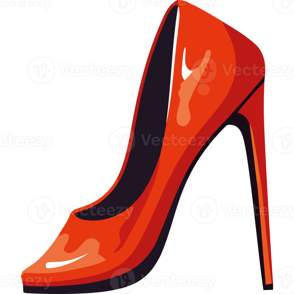 A red high heel shoe on a black background png