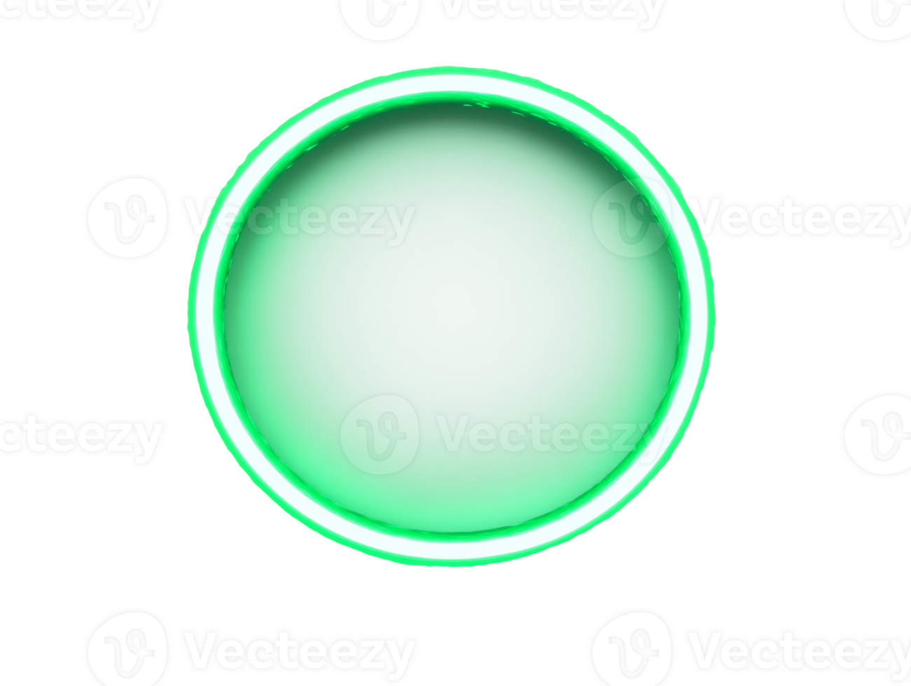 Green glowing circle at night, cut out transparent png