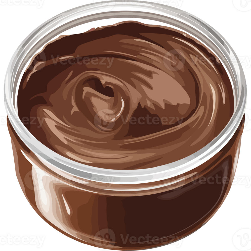A jar of chocolate butter on a black background png