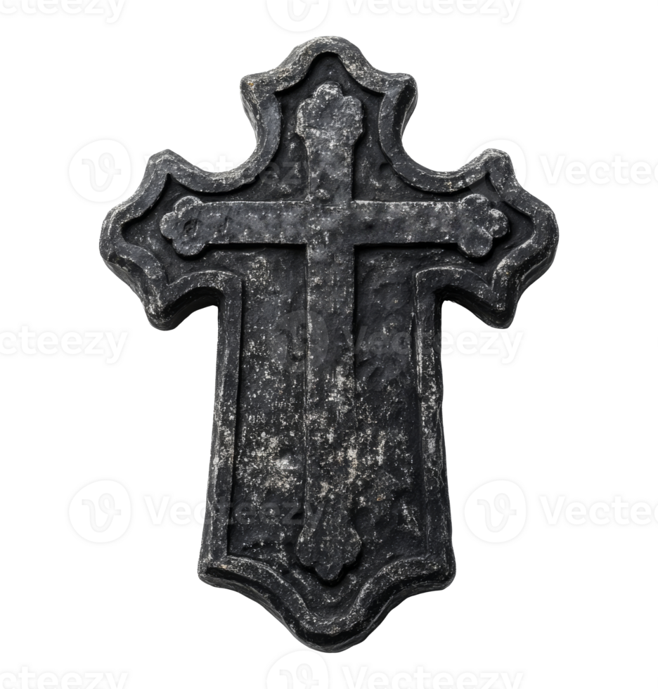 gedetailleerd kruis monument met een verweerd af hebben, besnoeiing uit transparant png