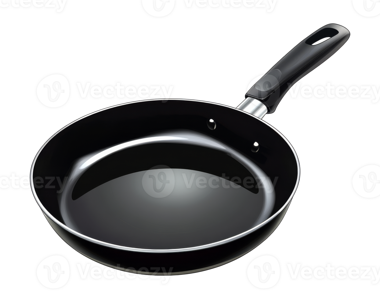 Non-stick frying pan ready for cooking in kitchen, cut out transparent png