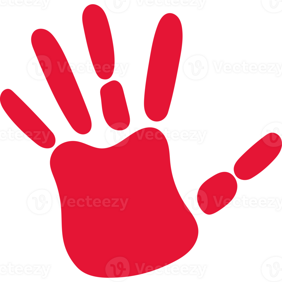 A red hand with a black background png