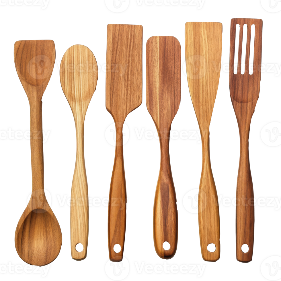 Assorted Wooden Cooking Utensils Arranged Neatly Cut Out Transparent assorted-wooden-cooking-utensils-arranged-neatly-cut-out-transparent