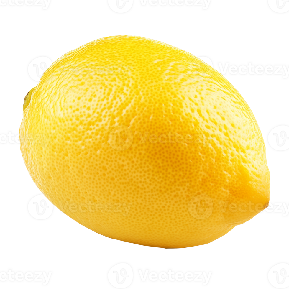 Bright yellow lemon isolated on a white background, cut out transparent png