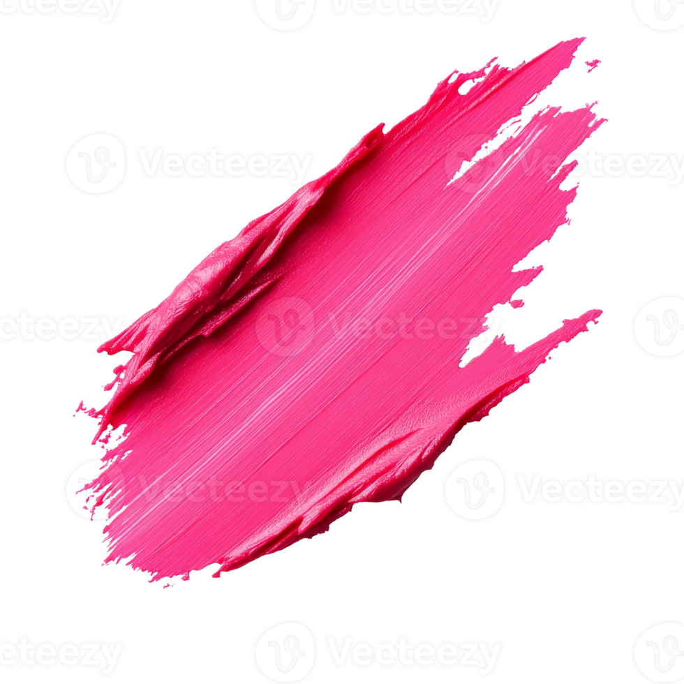 Vivid pink paint stroke on a white canvas surface, cut out transparent png