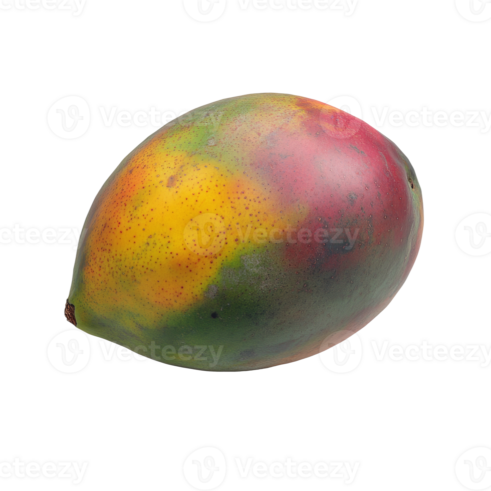 Fresh ripe mango resting on a plain surface, cut out transparent png