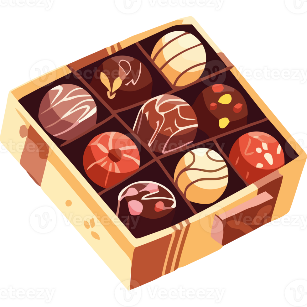 A box full of chocolates on a black background png