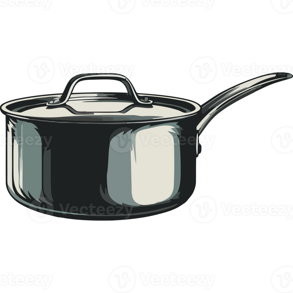 A saucepan with a lid on a black background png