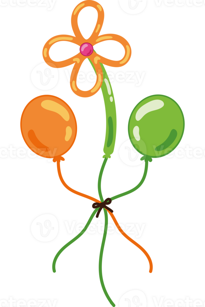 A flower and two balloons on a black background png