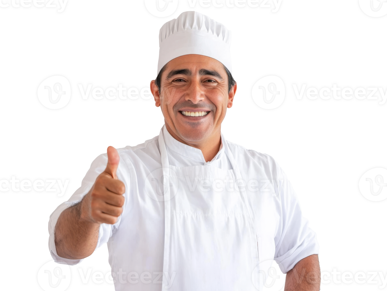 Chef smiling with a thumbs-up, cut out transparent png