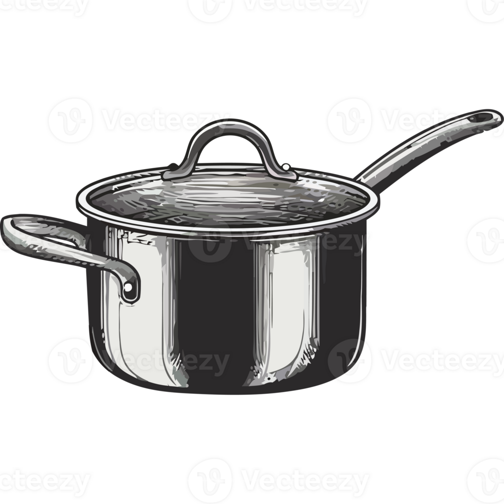 A saucepan with a lid on a black background png