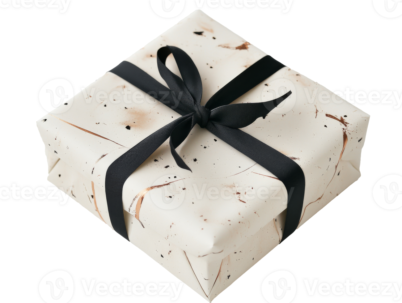 Elegant gift wrapped in black ribbon, cut out transparent png