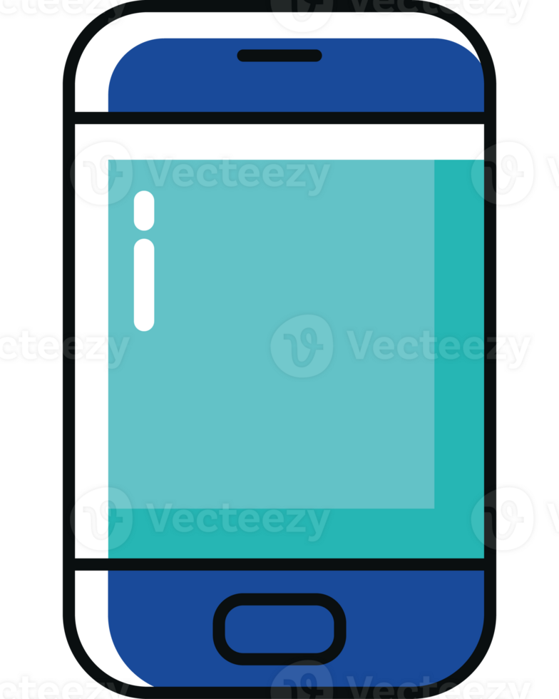 A blue and black smartphone with a blue screen png