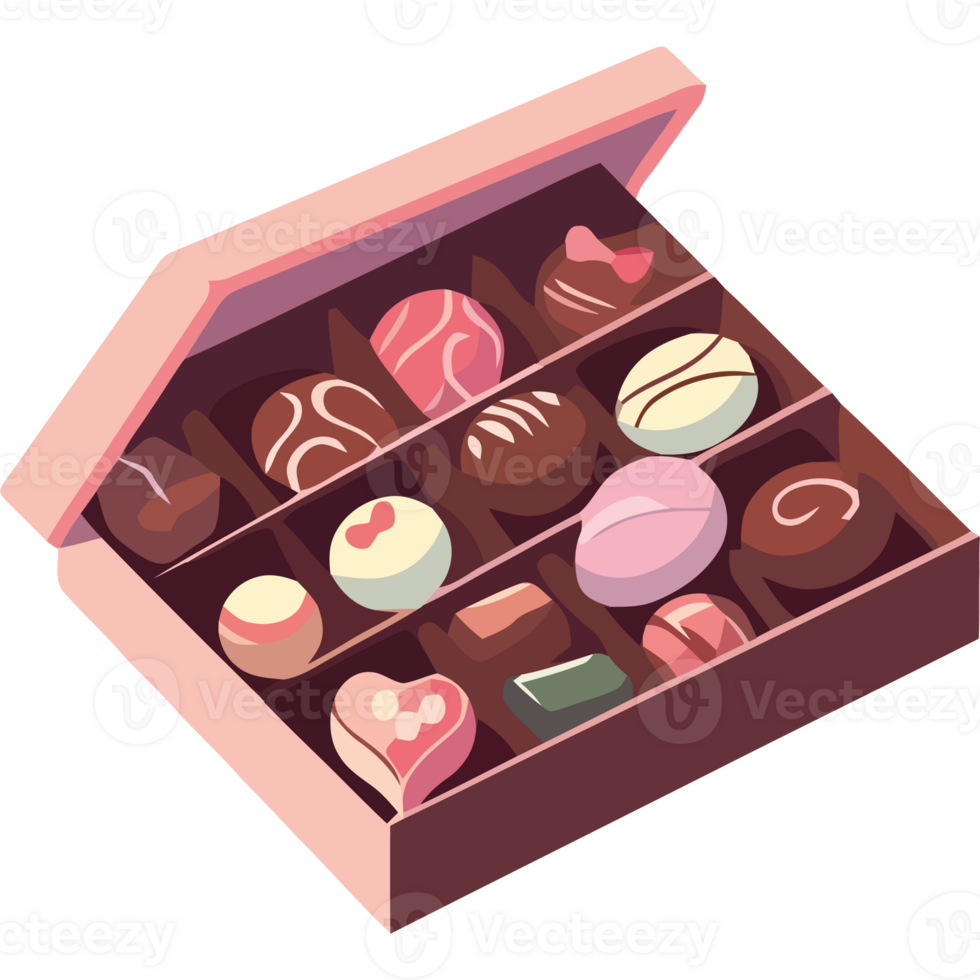 A box full of chocolates on a black background png
