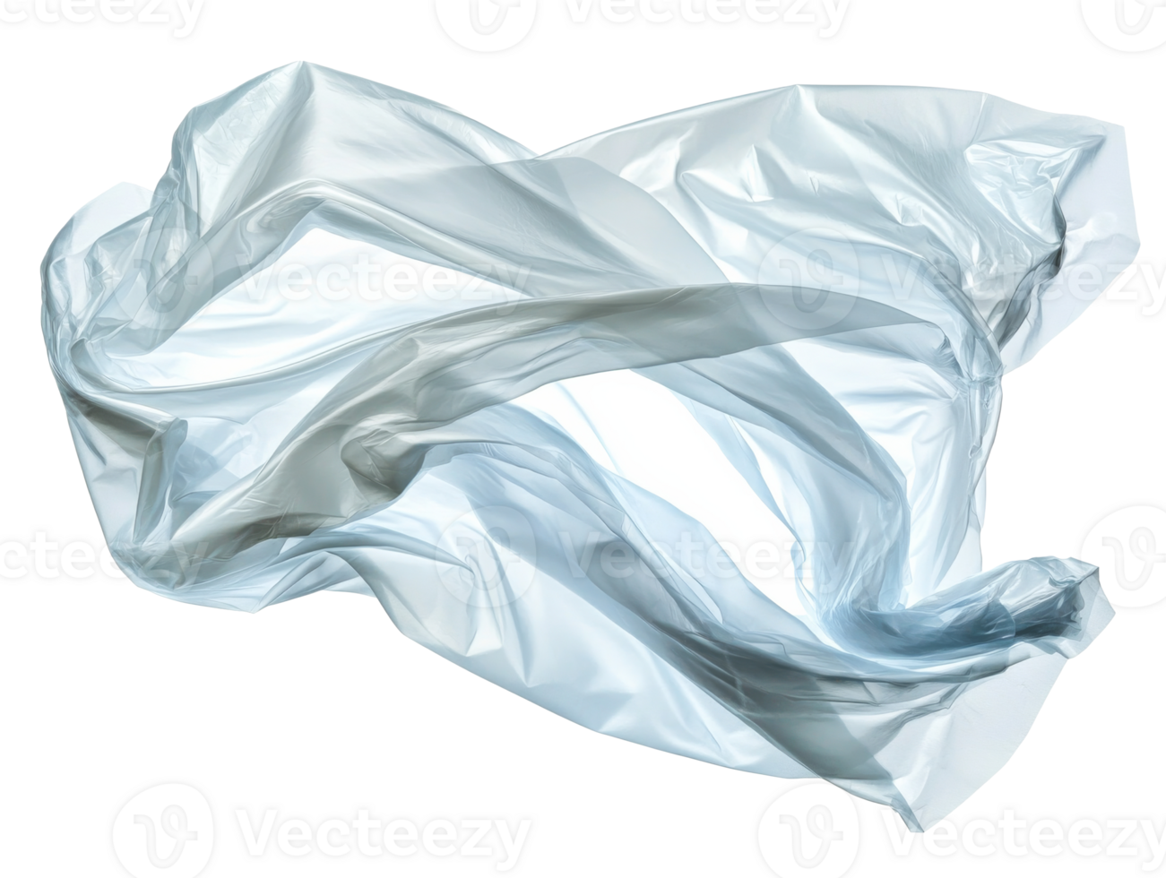 Transparent plastic sheet floating in mid-air, cut out transparent png