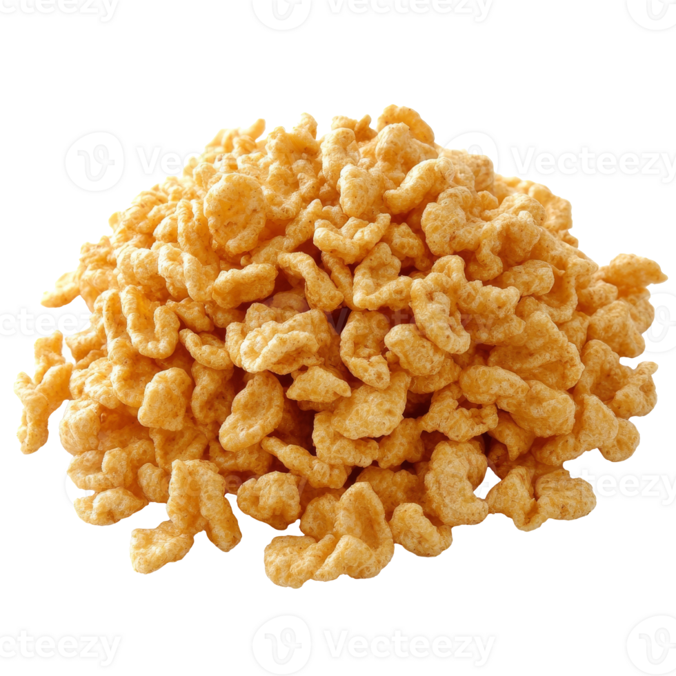 Pile of crunchy snacks in a light setting, cut out transparent png