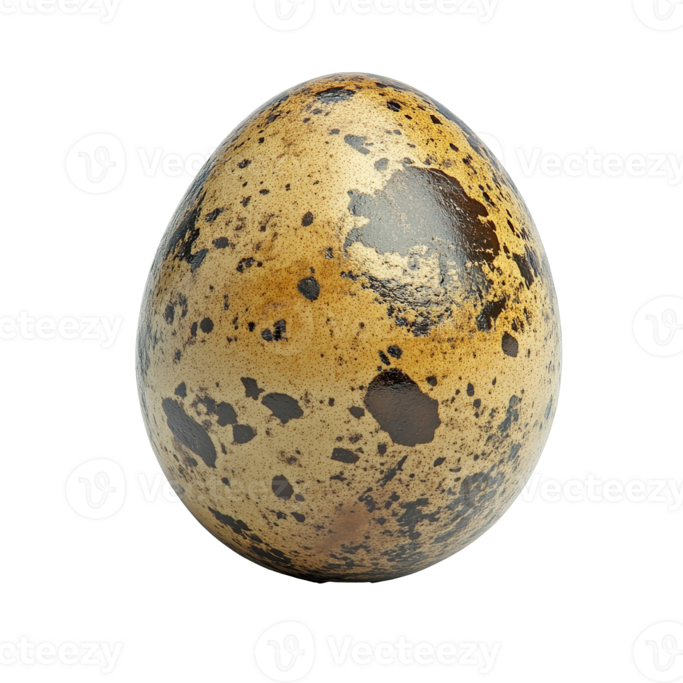 Unique speckled quail egg on a white background, cut out transparent png