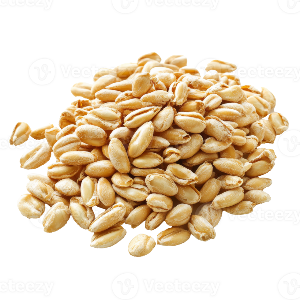 Pile of raw peanuts on a white background, cut out transparent png