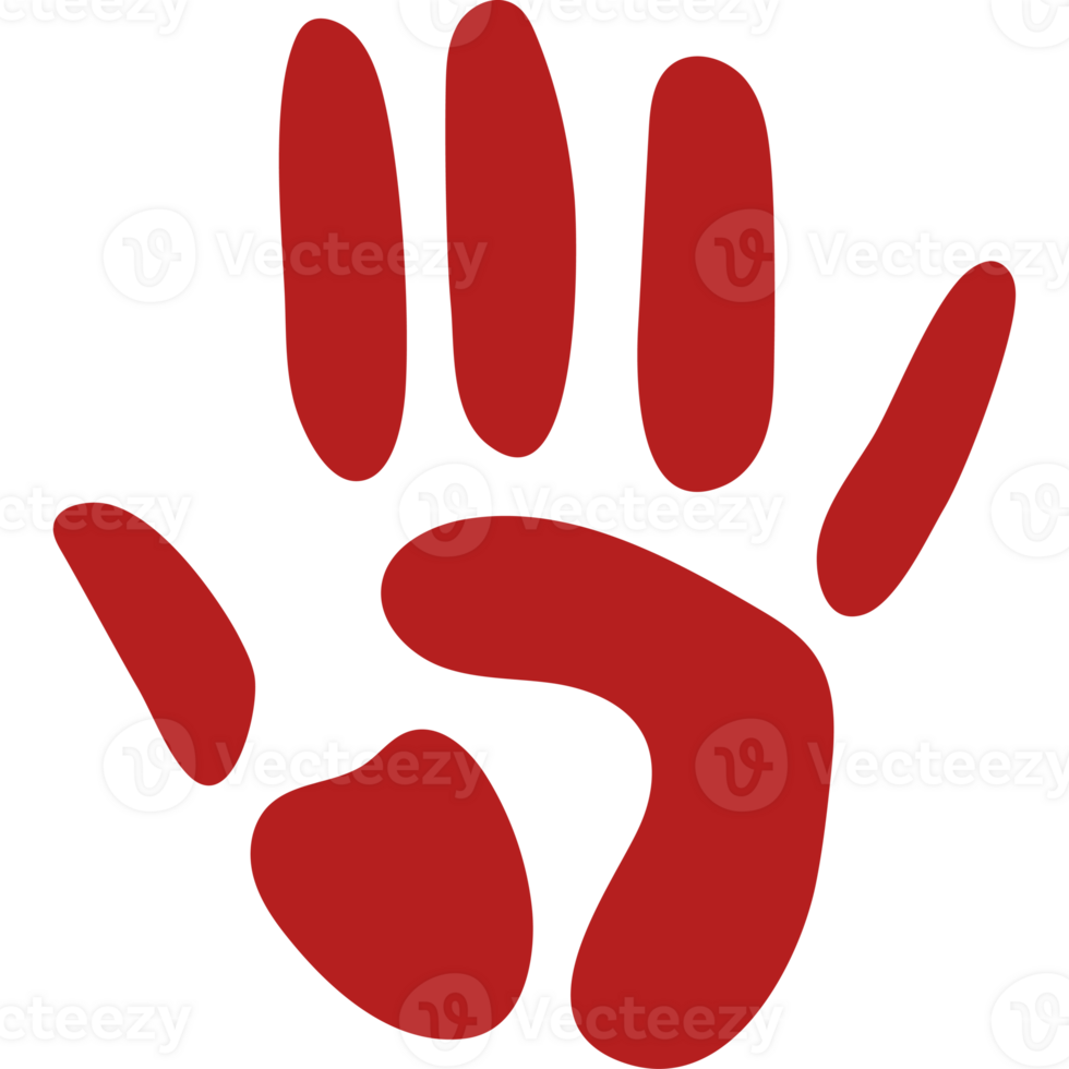 A red hand with a black background png