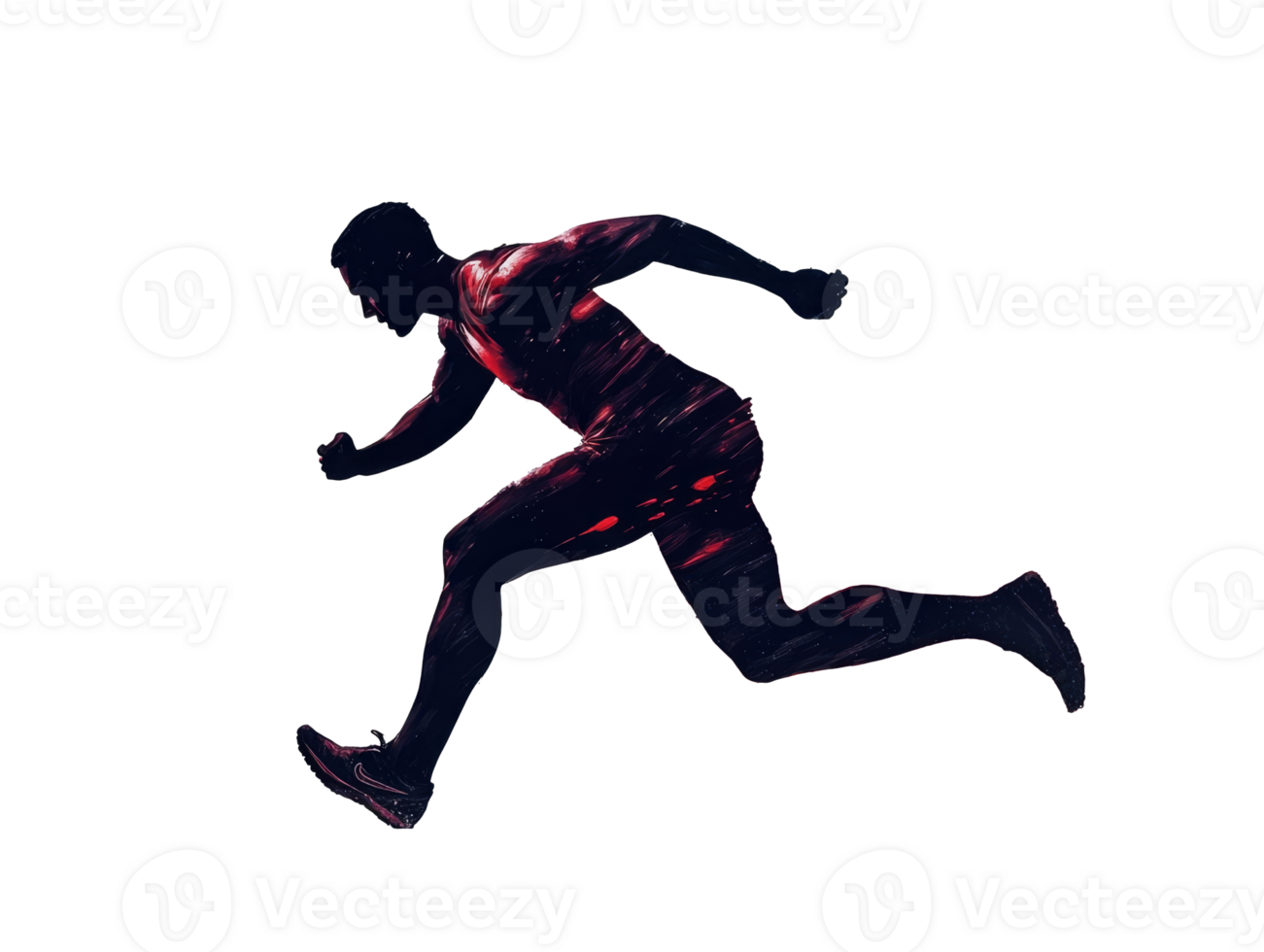 Runner in motion against a white background, cut out transparent png