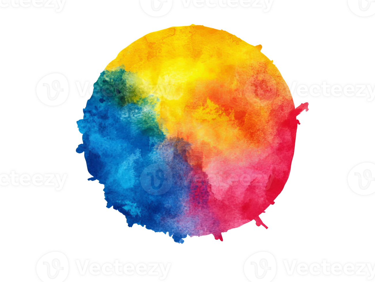 Colorful abstract watercolor circle, cut out transparent png