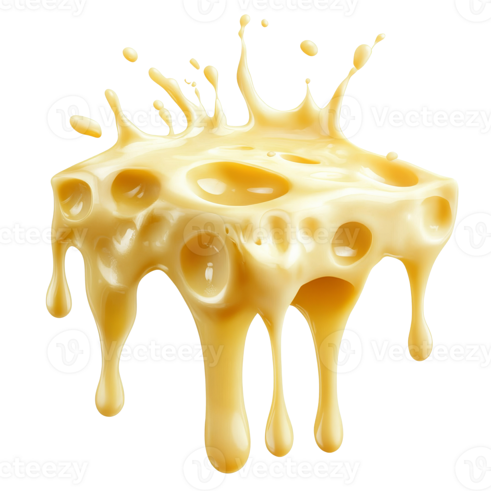 Dripping melted cheese on white background, cut out transparent png