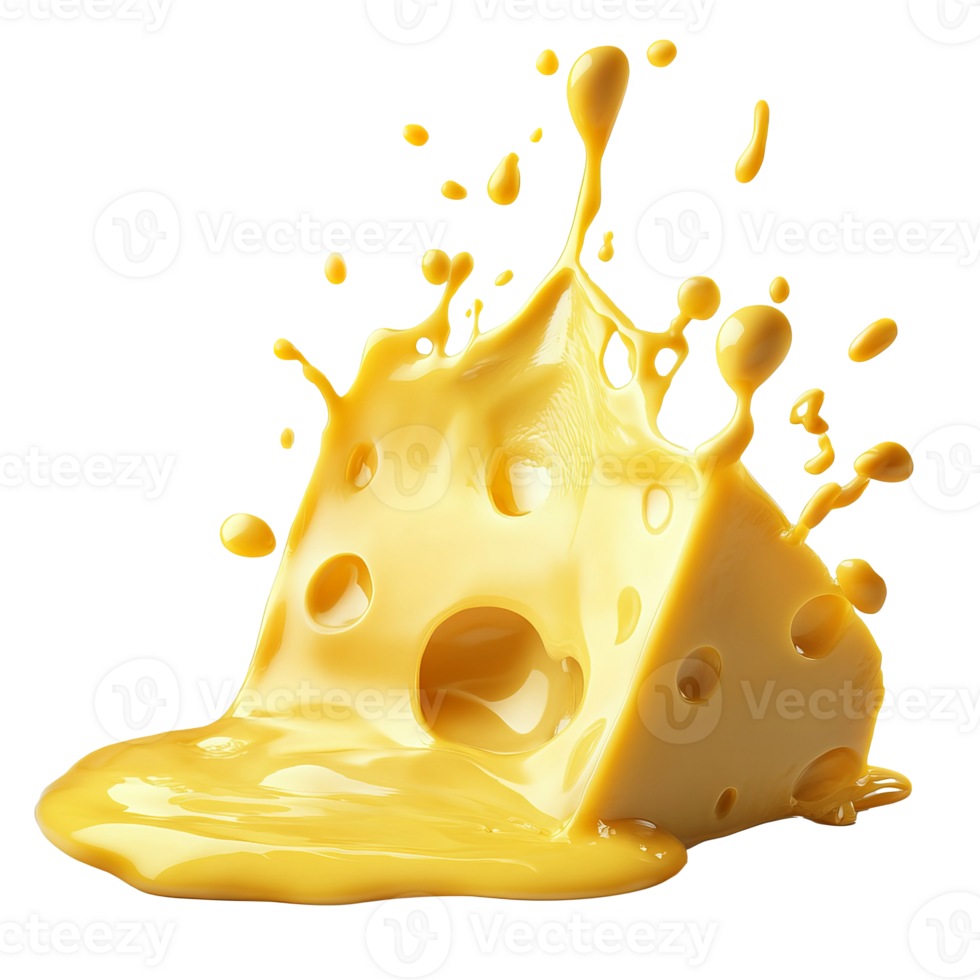 Melted cheese splash on a white background, cut out transparent png