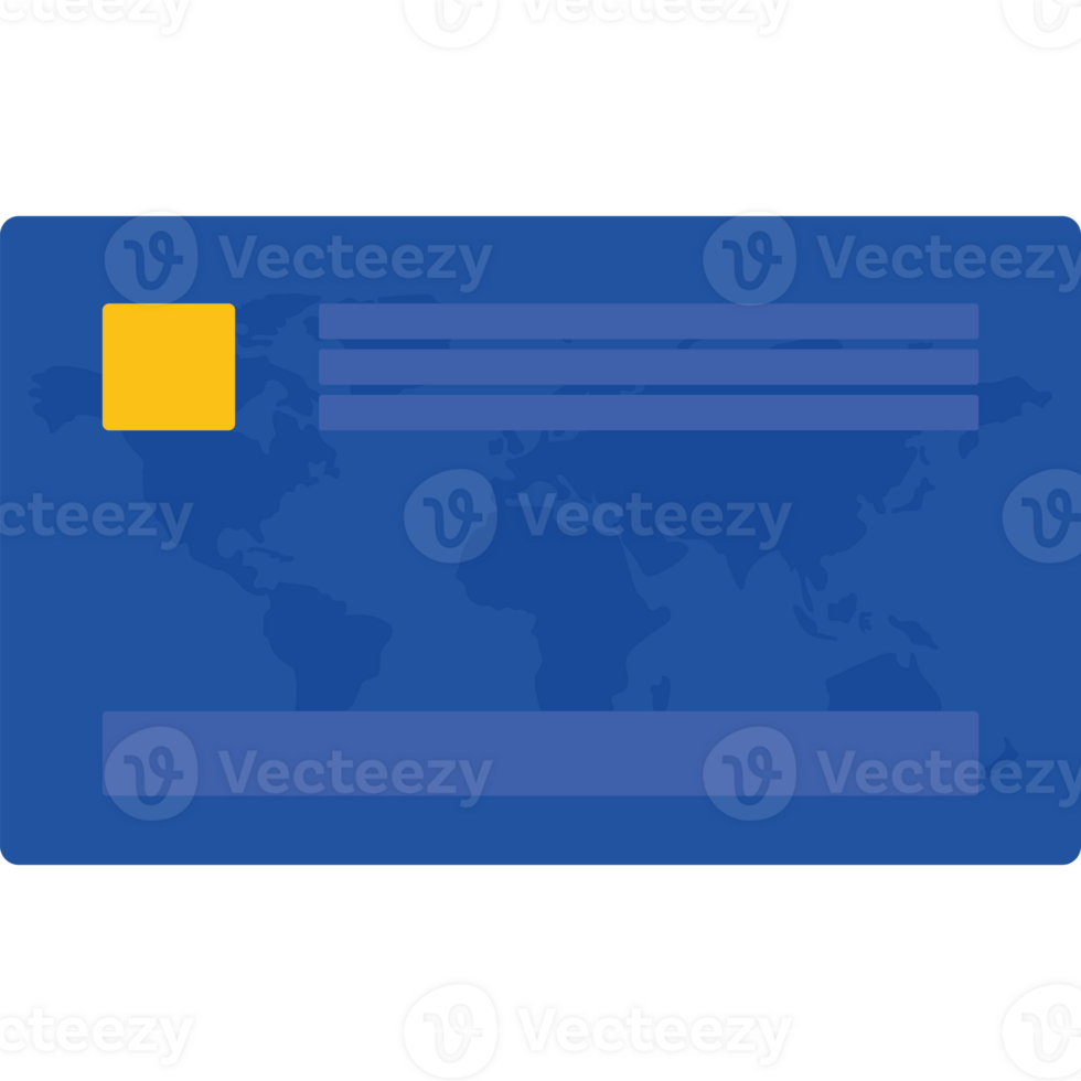 A blue credit card with a yellow stripe png