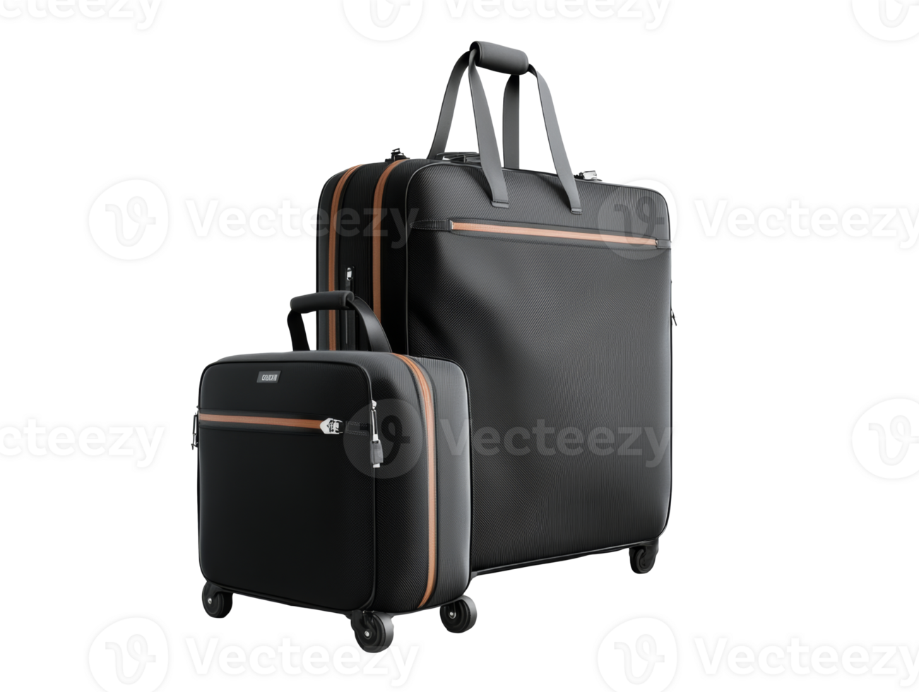New stylish luggage set for travel adventures, cut out transparent png