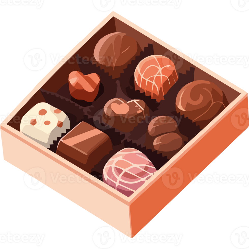 A box of chocolates on a black background png