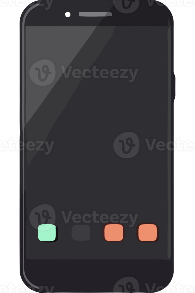 A black smartphone with a green, orange and yellow screen png